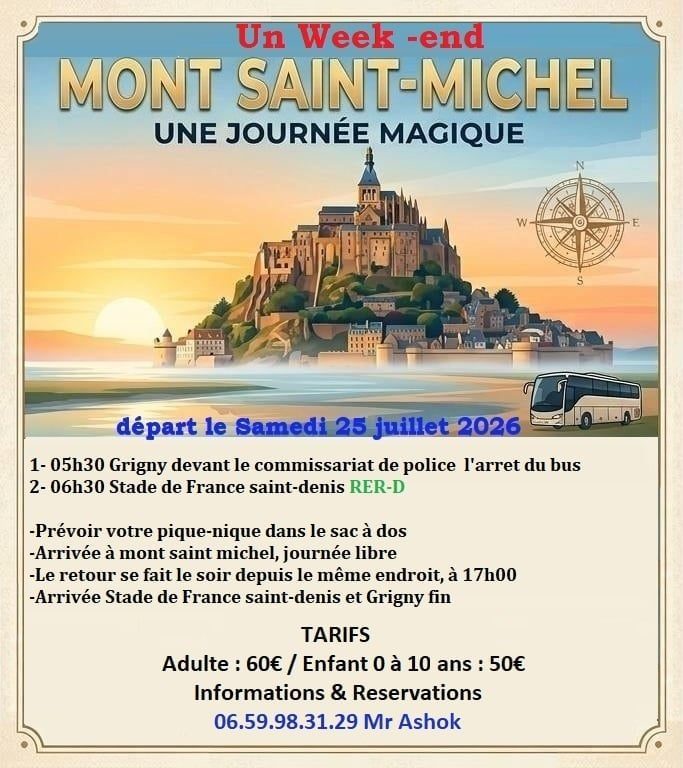 🇫🇷🚌 Mont Saint-Michel Bus Trip 2026 – Paris / Grigny இலிருந்து Magical Voyage — 1/1