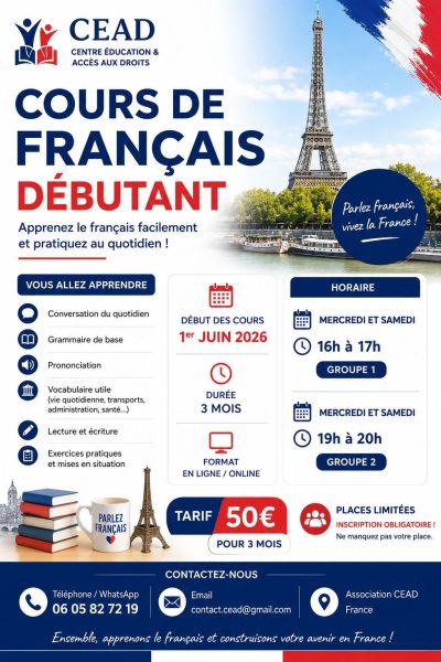 Cours de Français Débutant – Session Juin 2026